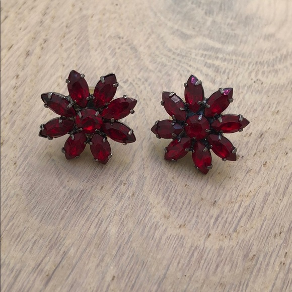 Red gem stone Earrings - Picture 2 of 5